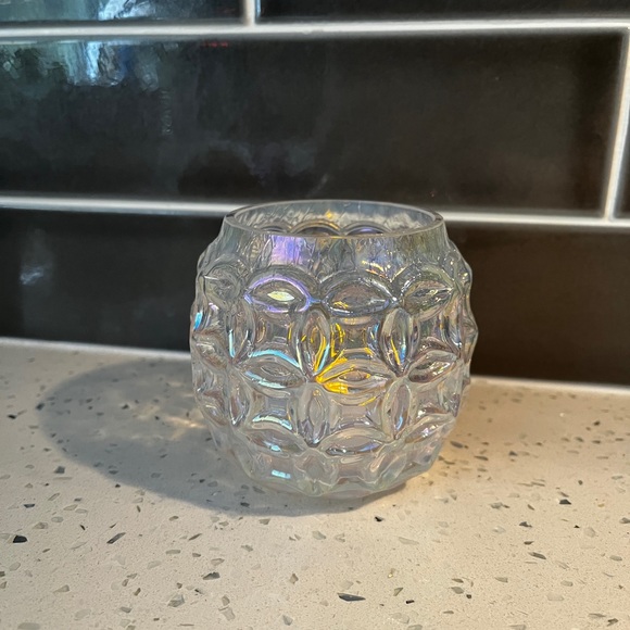 Glass Eye Studio Basket Clear Iridescent Votive Candle Holder Handmade EUC - Picture 7 of 7
